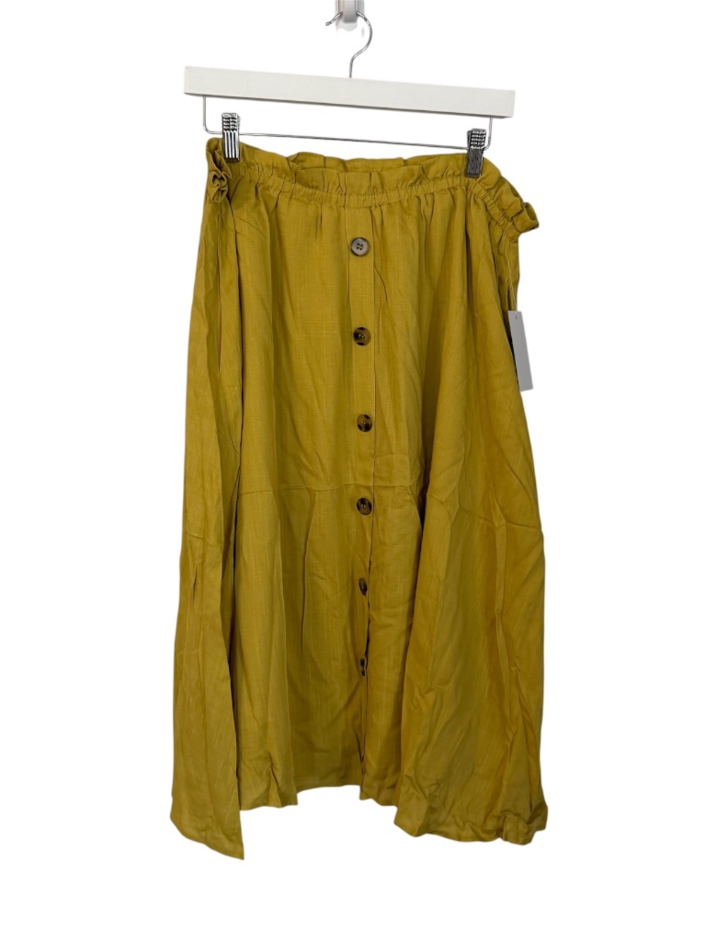 Tulip B Women’s Mustard Yellow Midi Skirt with Front Button Detail Sz XL NWT